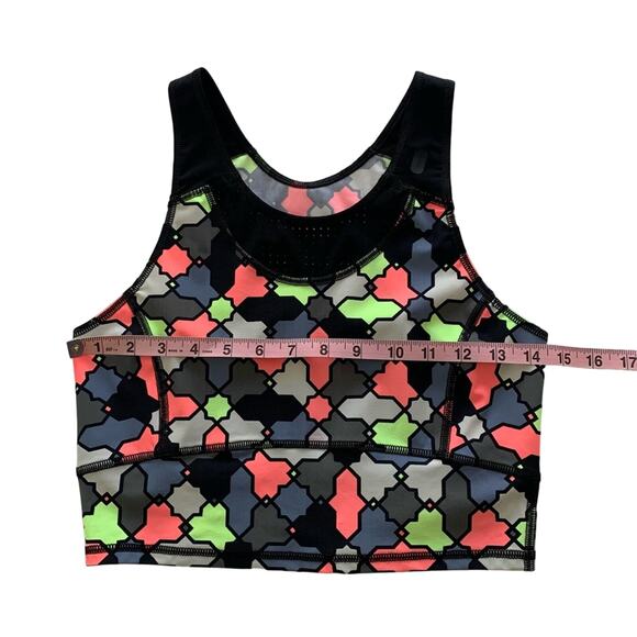 Sweaty Betty Multicolor Geometric Print Low Impact Athleisure Workout Crop Top - Picture 2 of 8